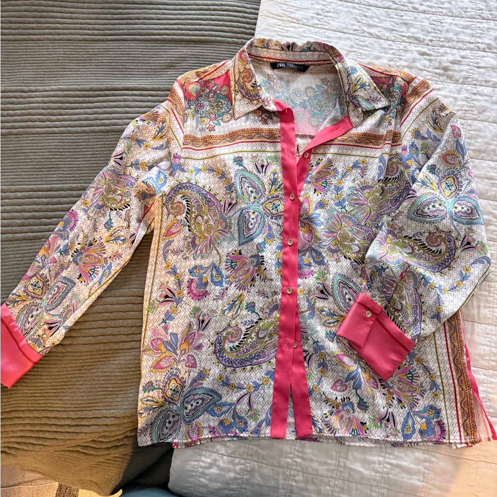 Zara Multicolor Paisley Button Down Shirt